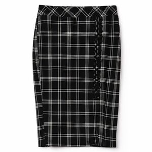 Torrid Black & White Plaid Lace-Up Pencil Skirt